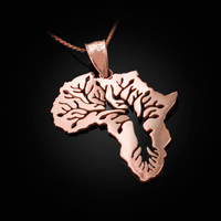 Rose Gold Africa Tree of Life Pendant Necklace