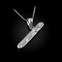 Solid White Gold Cigar Pendant Necklace