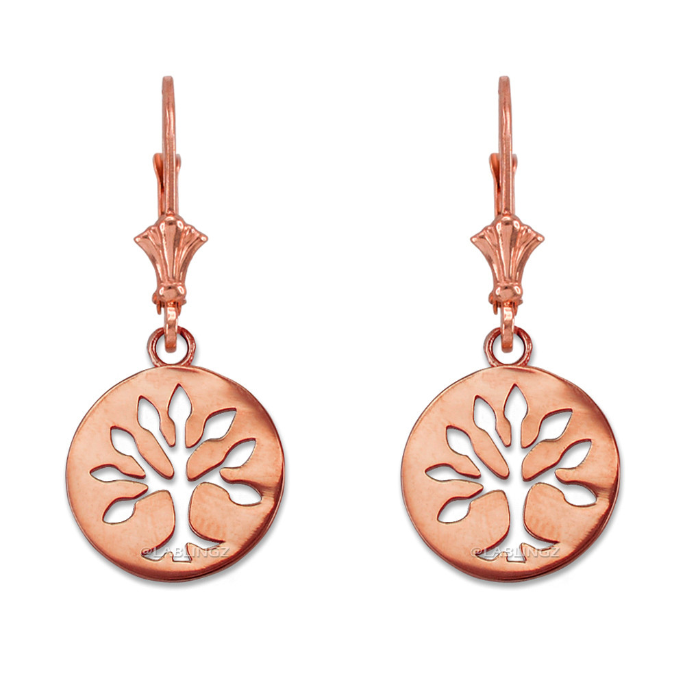 Rose Gold Tree of Life Earrings