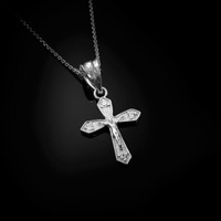 White Gold Crucifix Cross Diamond Charm Necklace