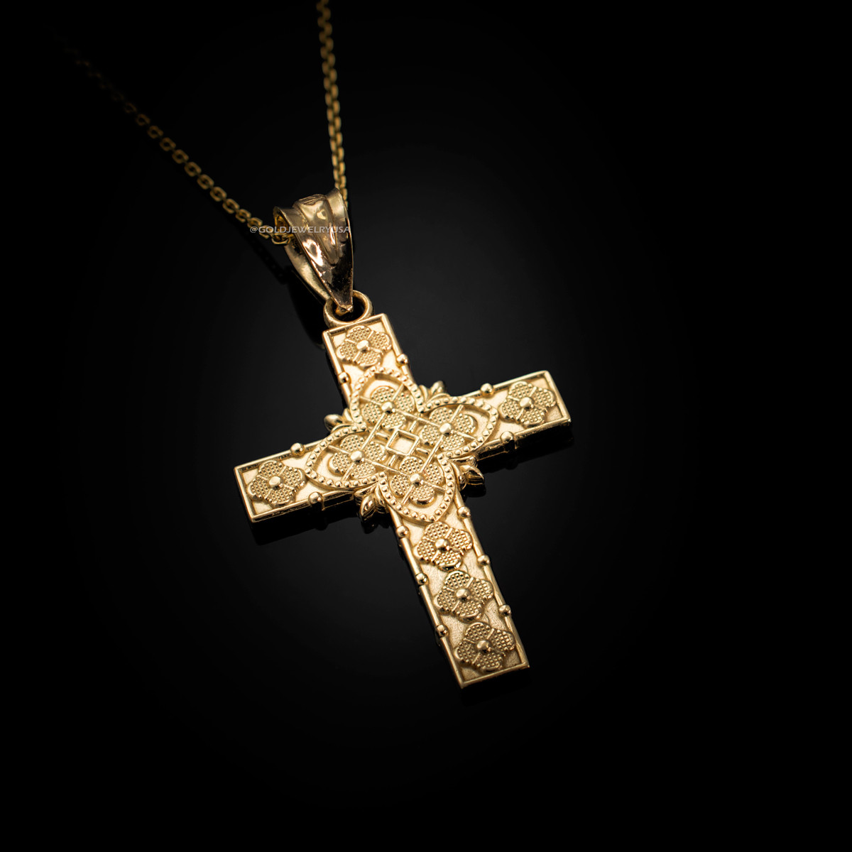 floral latin cross necklace