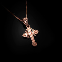 Rose Gold Filigree Cross Charm Necklace