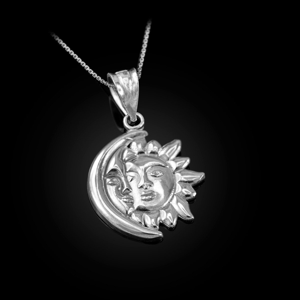 Double Sided Moon and Sun Necklace (Gold or Brass) – JFOX Jewelry