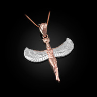 Two-Tone Rose Gold Isis Egyptian Goddess Pendant Necklace