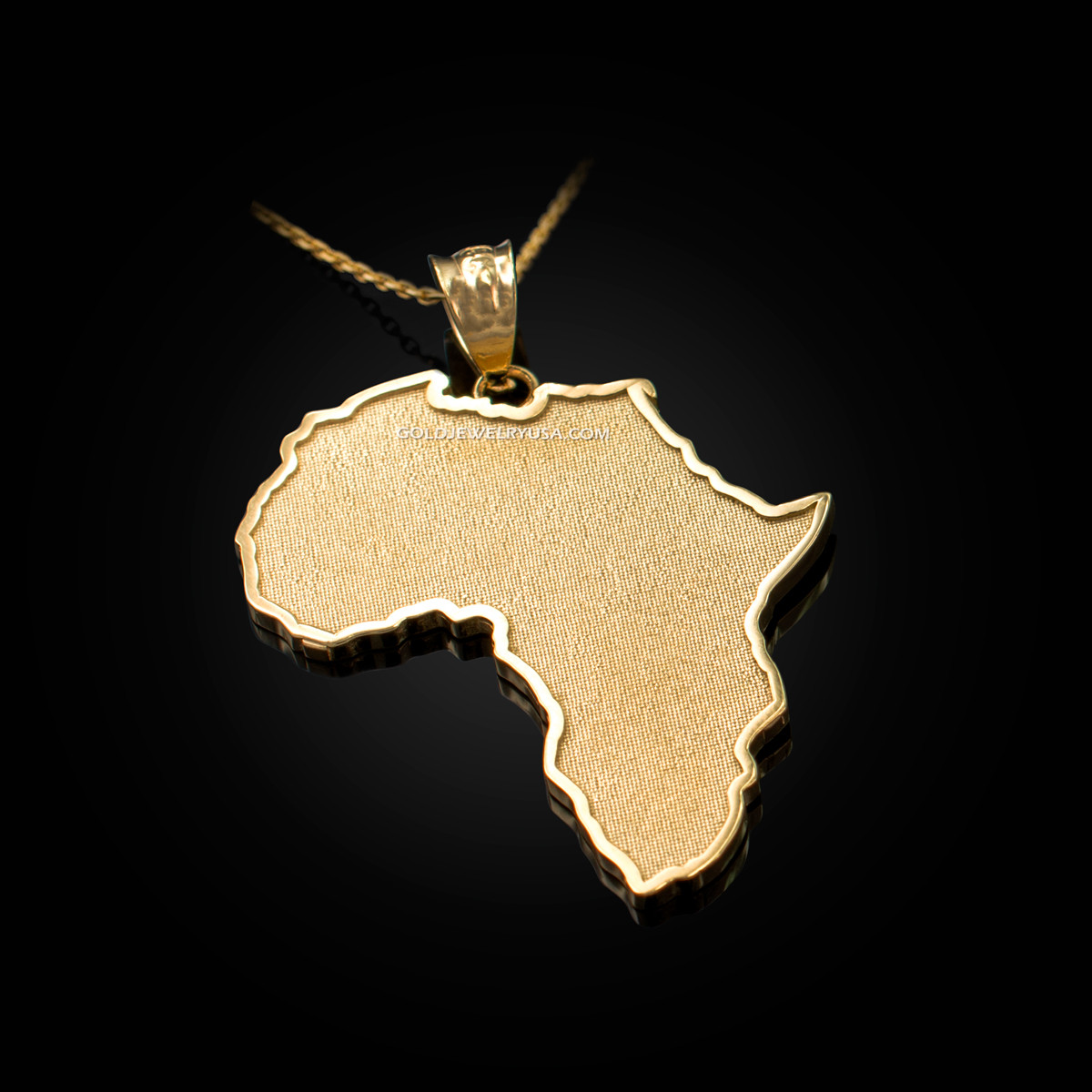 Solid Gold Africa Map Pendant Necklace