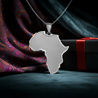 White Gold Africa Continent Map Necklace