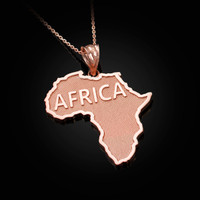 Africa Map Rose Gold Pendant Necklace