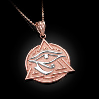 Two-Tone Rose Gold Eye of Horus Illuminati Pendant Necklace