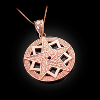 Rose Gold Pentagram Medallion Pendant Necklace