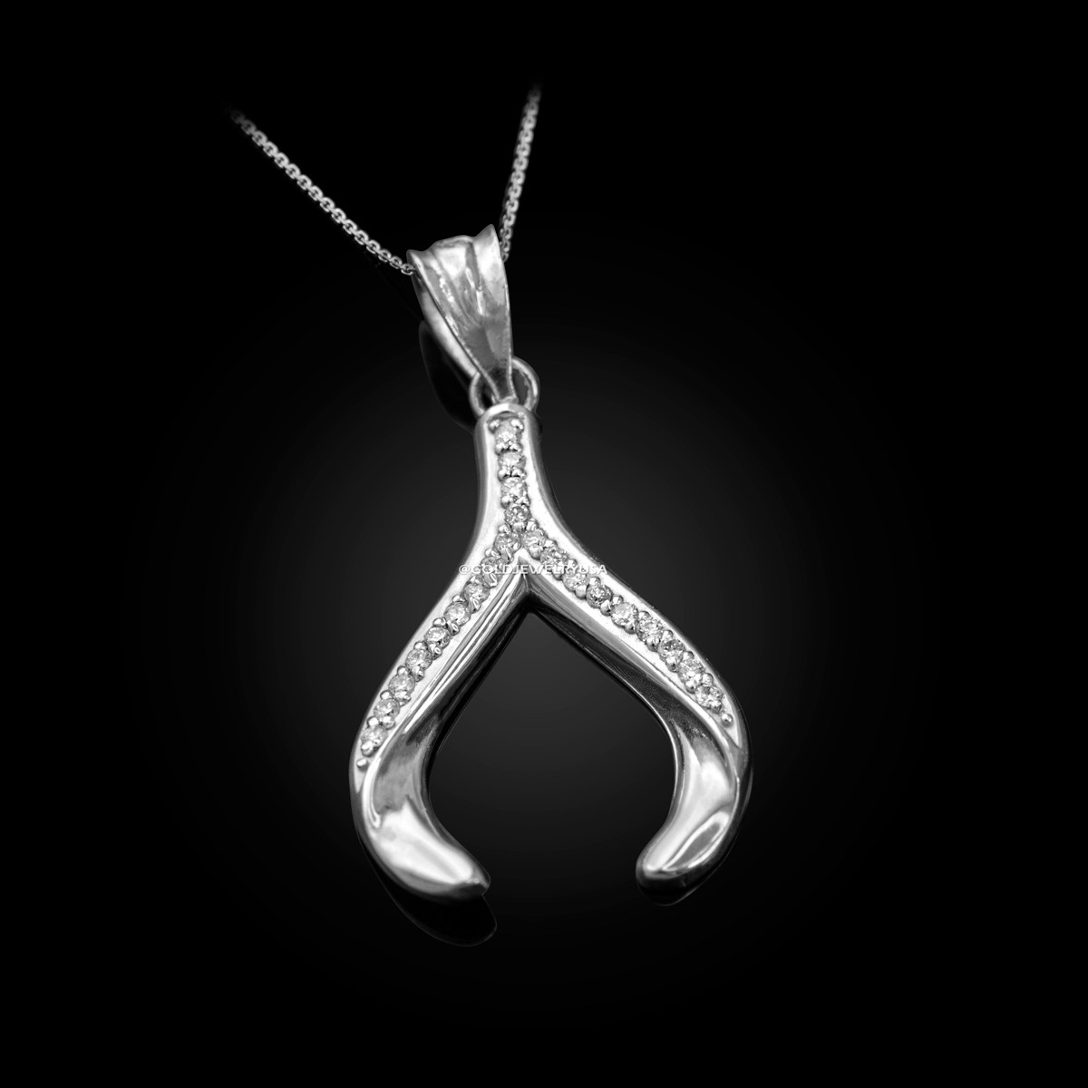 White Gold Diamond Wishbone Pendant 