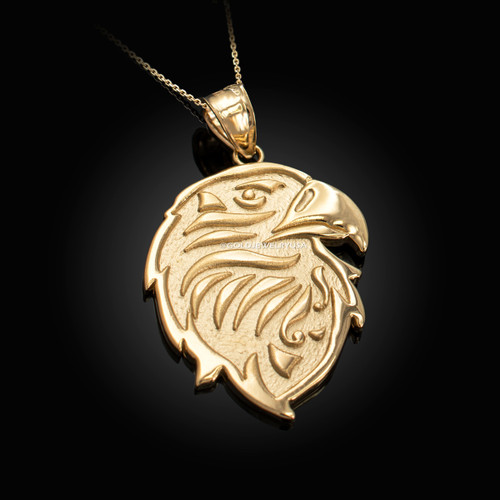 Gold eagle head pendant necklace