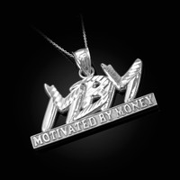 White Gold MBM Motivated By Money DC Pendant Necklace