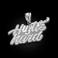 White Gold HUSTLE HARD Hip-Hop DC Pendant