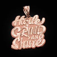 Rose Gold HUSTLE, GRIND AND SHINE Hip-Hop DC Pendant