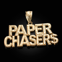 Yellow Gold PAPER CHASER$ Hip-Hop DC Pendant