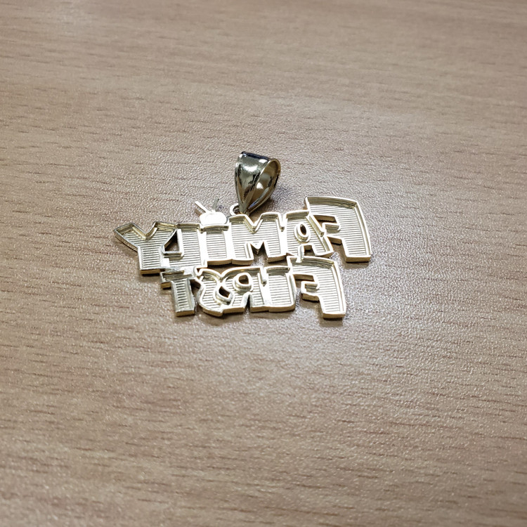 Yellow Gold FAMILY FIRST Hip Hop DC Pendant
