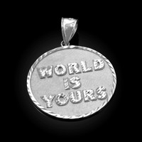 White Gold WORLD IS YOURS DC Medal Pendant
