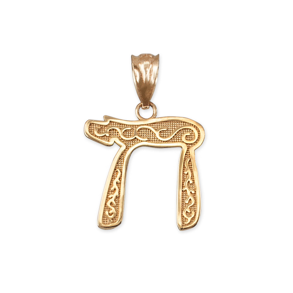 14k Solid shops Gold Jewish Pendant Religious Pendant Chai Necklace Charm