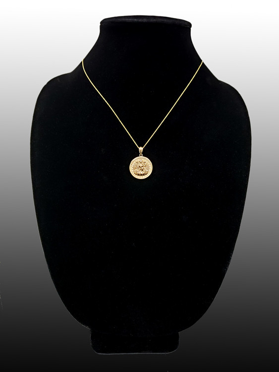 PJY 30 inch Laxmi Coin Real Gold Look Chain Pendant Necklace