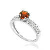 Garnet Gemstone White Gold Diamond Pave Engagement Ring