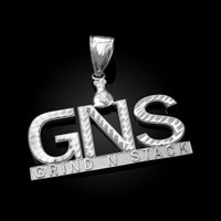 White Gold GNS Grind-N-Stack Hip-Hop DC Pendant