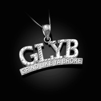 White Gold GLYB Grind Like Ya Broke DC Pendant Necklace