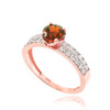 Garnet Gemstone Rose Gold Diamond Pave Engagement Ring