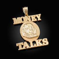 Yellow Gold MONEY TALKS Benjamin Franklin Hip-Hop Pendant