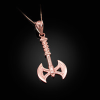 Rose Gold Viking Tomahawk Axe Pendant Necklace