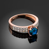 Blue topaz rose gold diamond pave engagement ring