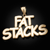 Polished Yellow Gold FAT STACKS Hip-Hop Pendant