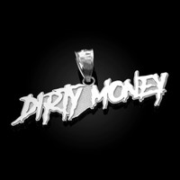 Polished White Gold DIRTY MONEY Hip-Hop Pendant