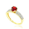 Gold Diamond Pave Ruby Engagement Ring