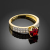 Ladies Diamond pave gold Engagement/Anniversary ring with genuine Ruby center stone.