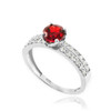 White Gold Diamond Pave Ruby Engagement Ring