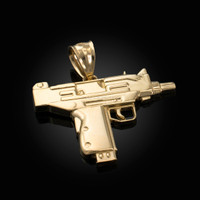 Yellow Gold Uzi Submachine Gun Pendant