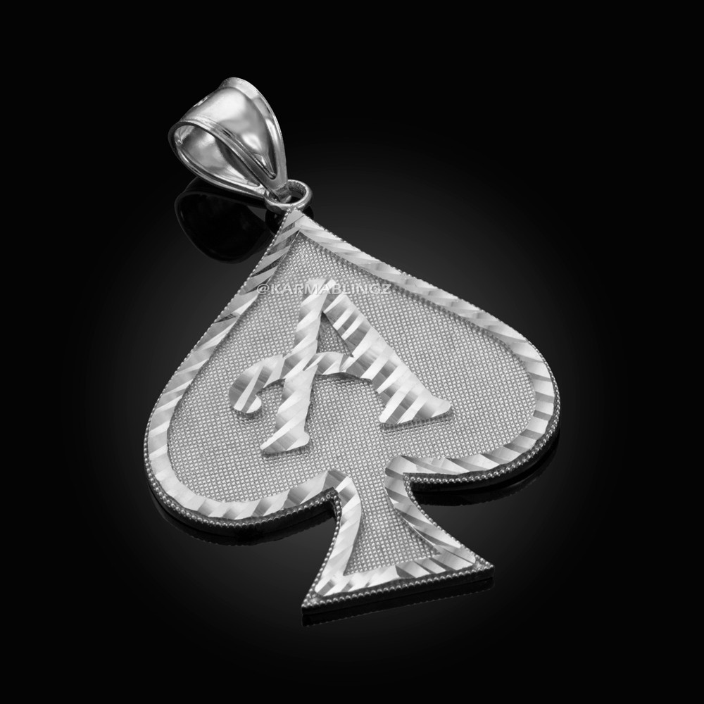 2tone Ace of cheapest Spades White Gold Pendant