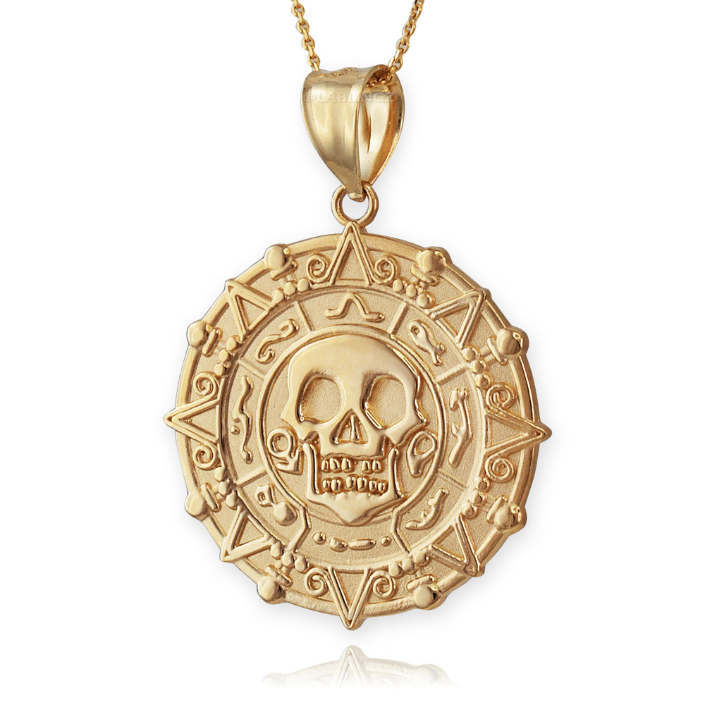 Pirates Of The Caribbean Aztec Coin Medallion Necklace – Skull & Sun Charm, Alloy, UK