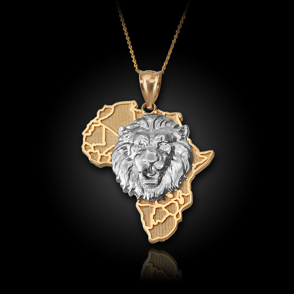 Gold Africa Lion Pendant Necklace