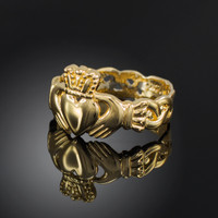Ladies Gold Claddagh Ring with Trinity Band