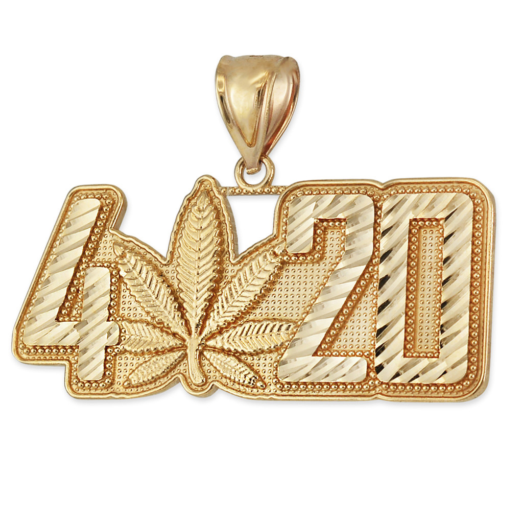 Gold Marijuana Leaf 420 DC Pendant