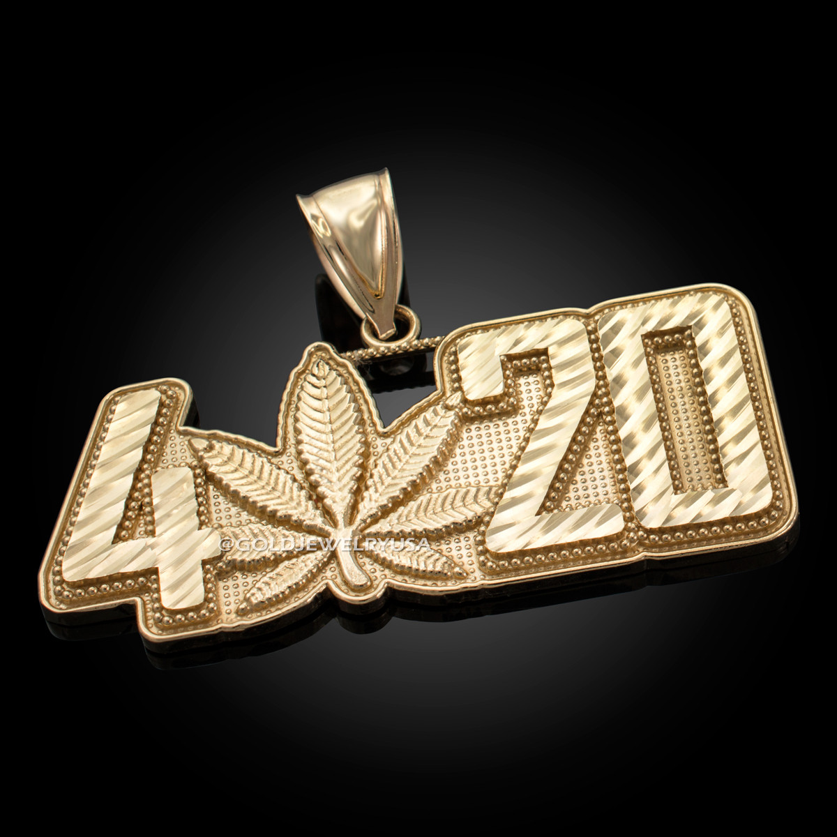 Gold Marijuana Leaf 420 DC Pendant