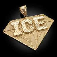 Gold ICE Bling Diamond-shape Hip-Hop Pendant
