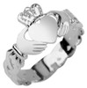 Ladies White Gold Claddagh Ring with Trinity Band