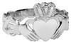 Mens White Gold Claddagh Ring with Trinity Band