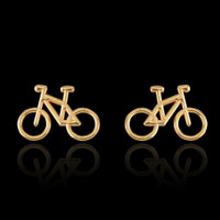 14K Yellow Gold Bicycle Stud Earrings