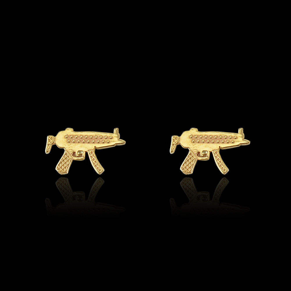 Gold 2025 gun earrings