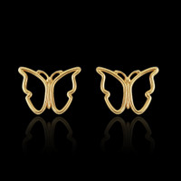 14K Yellow Gold Butterfly Open Stud Earrings