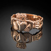 Men's rose gold classic claddagh ring with trinity band