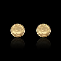 14K Yellow Gold Volleyball Sport Stud Earrings
